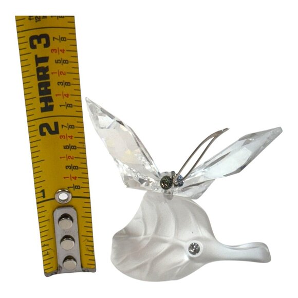 Swarovski Crystal Butterfly Figurine Frosted Leaf Retired Paperweight 7615 - Picture 5 of 7